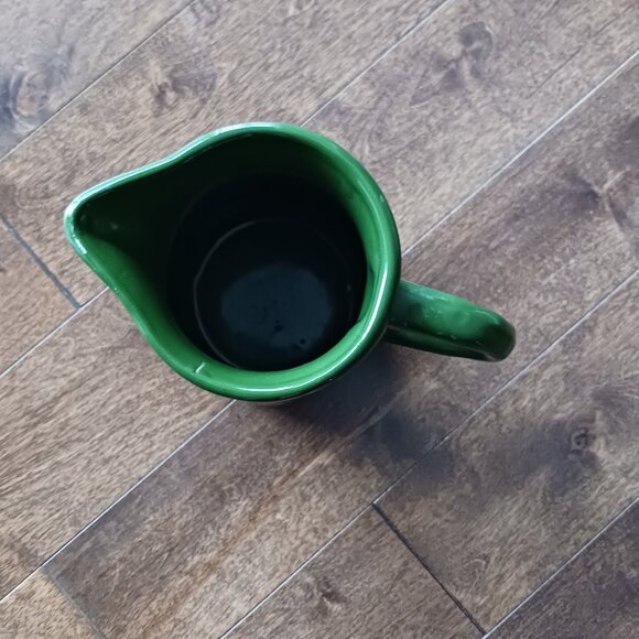 Vintage Dark Green Ceramic Pitcher : READ - Picture 2 of 7